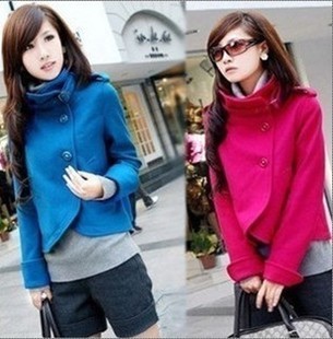 2012 autumn and winter ol Women vintage stand collar elegant woolen double breasted short jacket