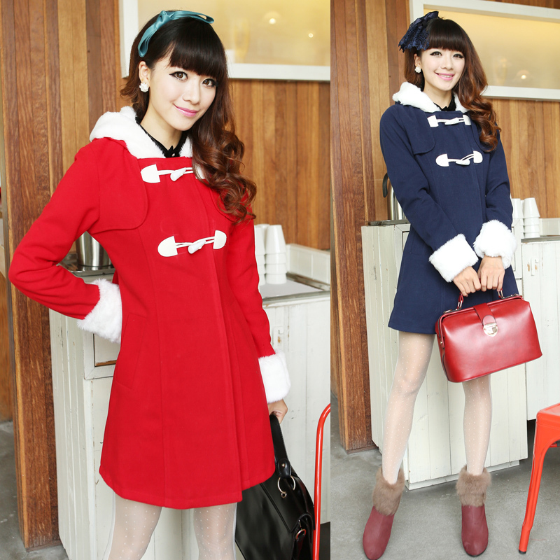 2012 autumn and winter outerwear women's woolen outerwear female wool coat female slim plus size woolen overcoat female