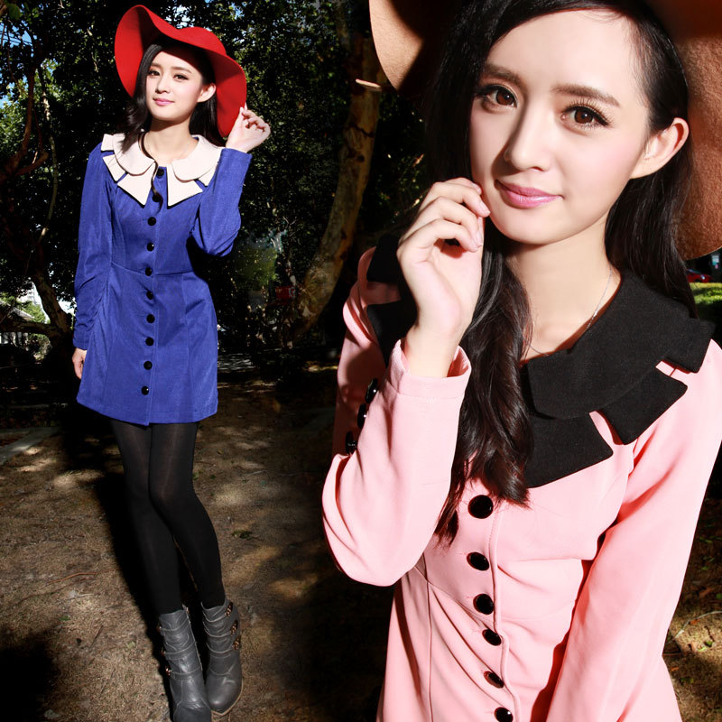 2012 autumn and winter peter pan collar slim waist sweet skirt trench