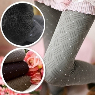 2012 autumn and winter plaid dot gradient color double layer thermal bamboo pants legging ankle length trousers female kz067
