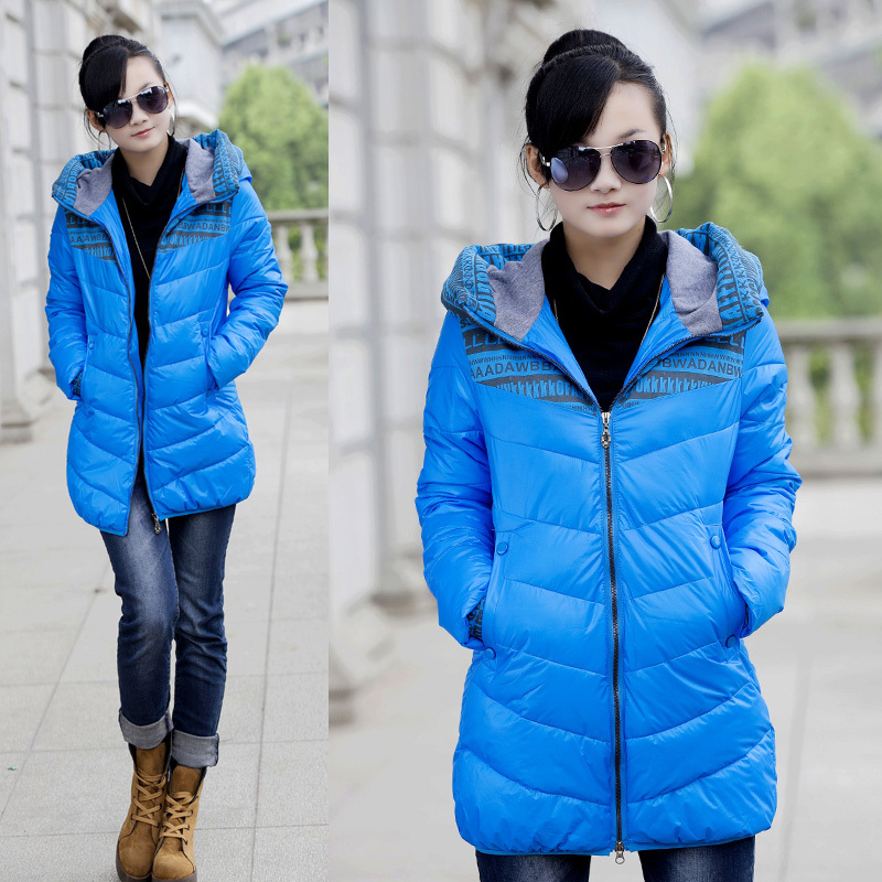 2012 autumn and winter plus size down coat female medium-long slim thickening outerwear