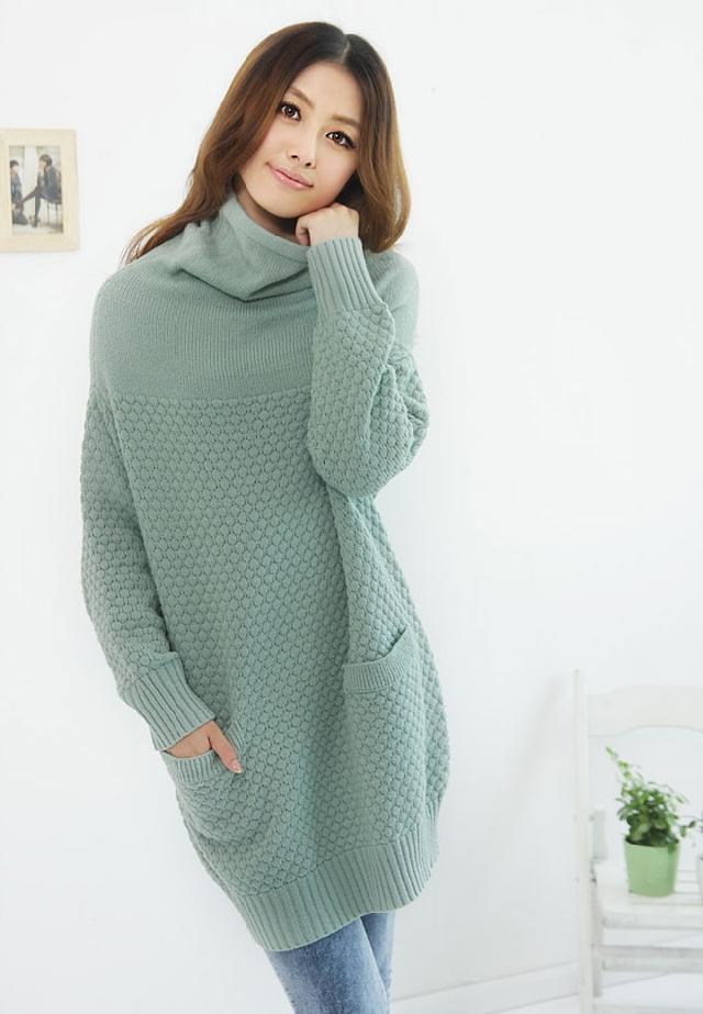 2012 autumn and winter plus size turtleneck slim medium-long hip sweater sweater outerwear