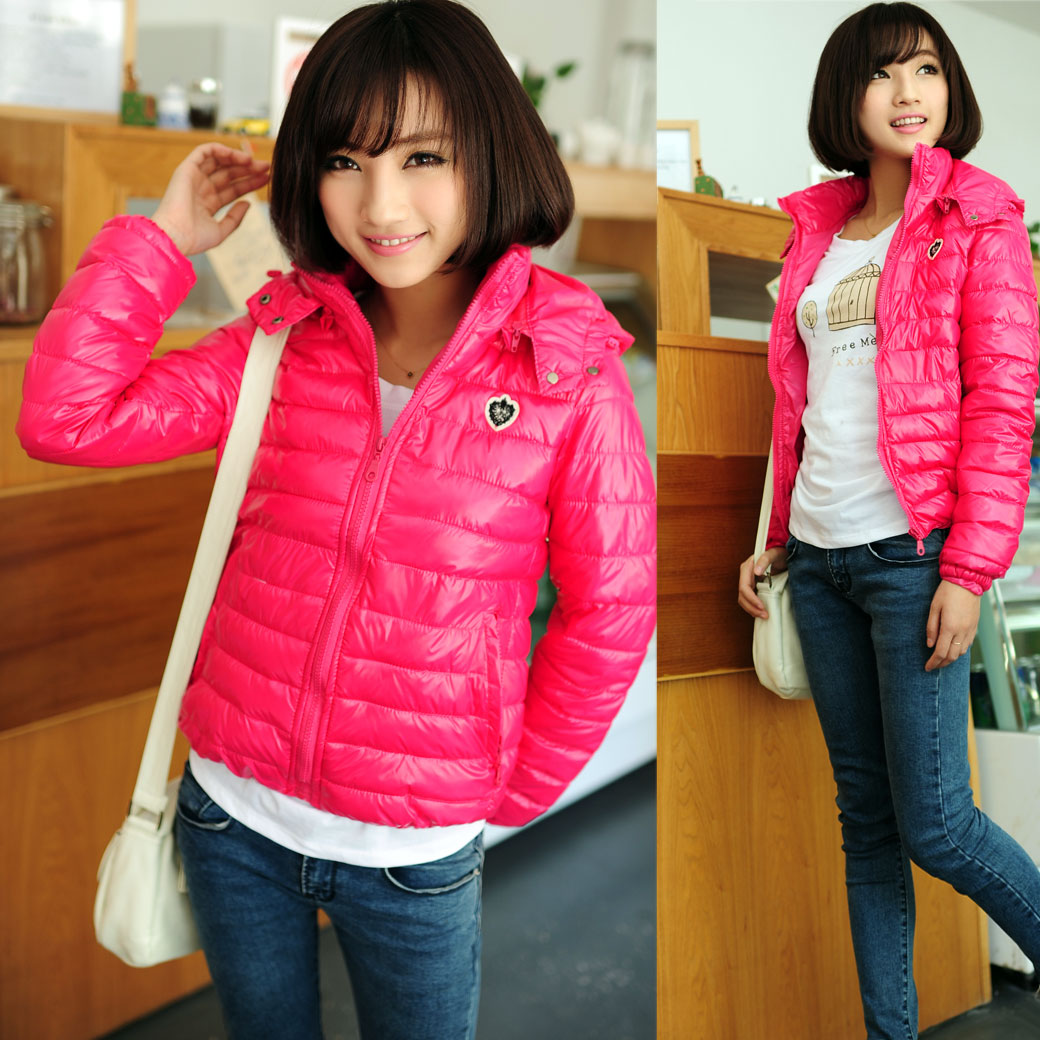 2012 autumn and winter removable with a hood corsage zipper elastic cuff thermal high waist female wadded jacket