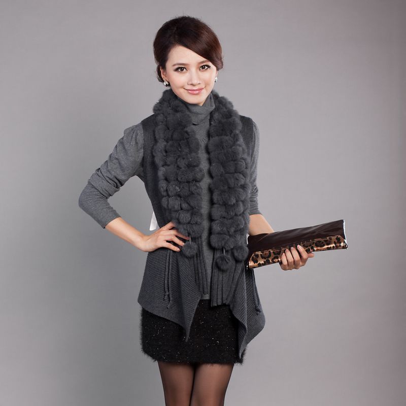 2012 autumn and winter rex rabbit hair fur vest female fur wool vest