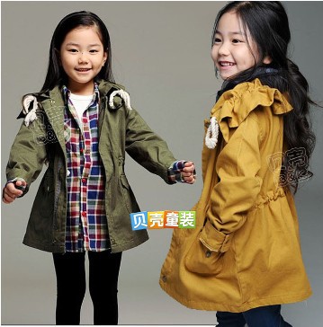 2012 autumn and winter ruffle collar girls clothing baby trench outerwear wt-0830
