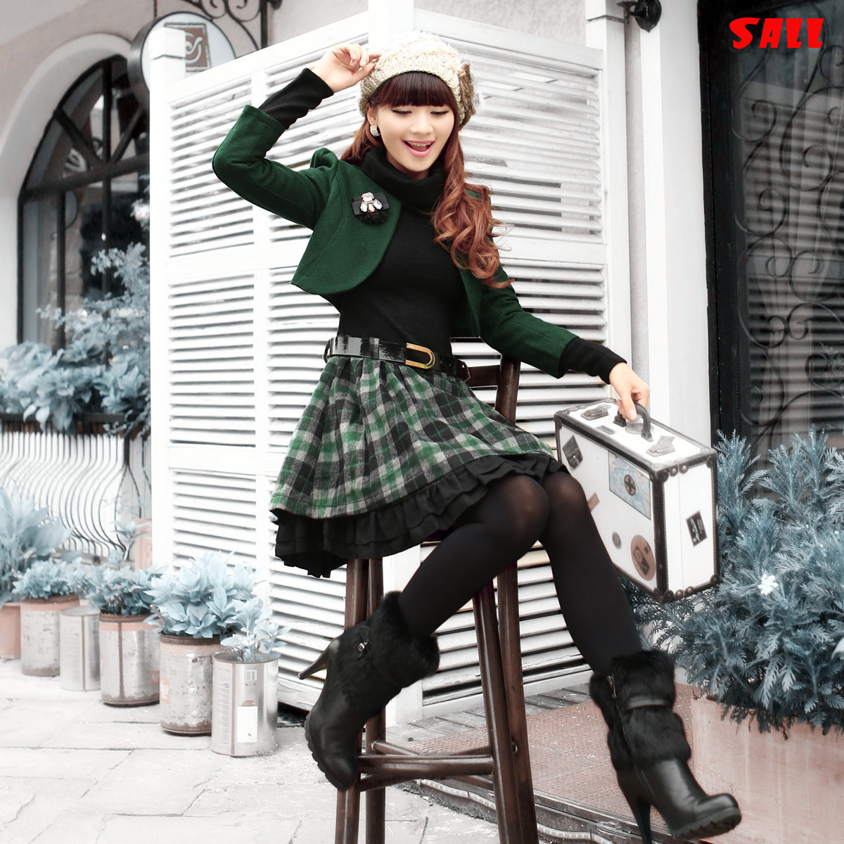 2012 autumn and winter set skirt twinset female work wear women's skirt woolen one-piece dress