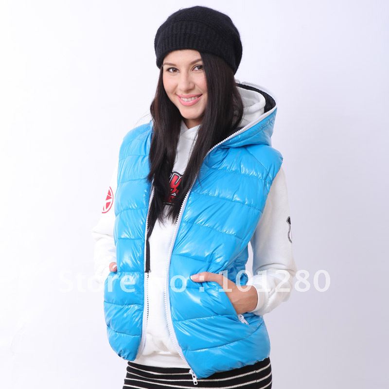 2012 autumn and winter shiny down cotton vest male women's fashion vest lovers vest