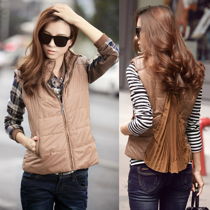 2012 autumn and winter slim chiffon patchwork vest PEACEBIRD fashionable casual vest female