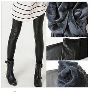 2012 autumn and winter slim fashion matt faux leather thickening legging female ankle length trousers