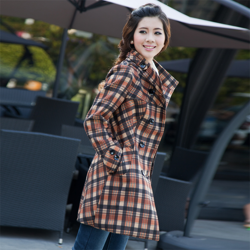 2012 autumn and winter slim medium-long trench outerwear classic plaid houndstooth outerwear