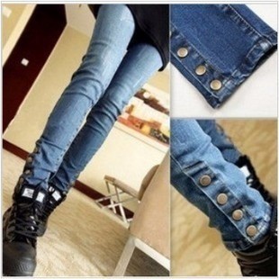 2012 autumn and winter slim personalized female skinny jeans button pencil pants long trousers female