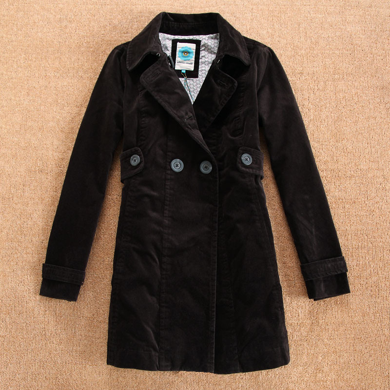 2012 autumn and winter small single elegant lining double breasted trench