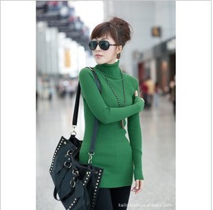 2012 autumn and winter solid color turtleneck sweatshirt thermal long-sleeve knitted elastic all-match basic shirt sweater