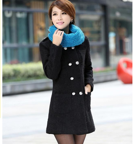 2012 autumn and winter spring new arrival women's double breasted slim woolen overcoat women's coat