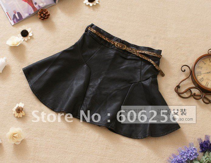 2012 autumn and winter star same style fashion women black pu leather skirt, sexy short skirt,women fashion coat