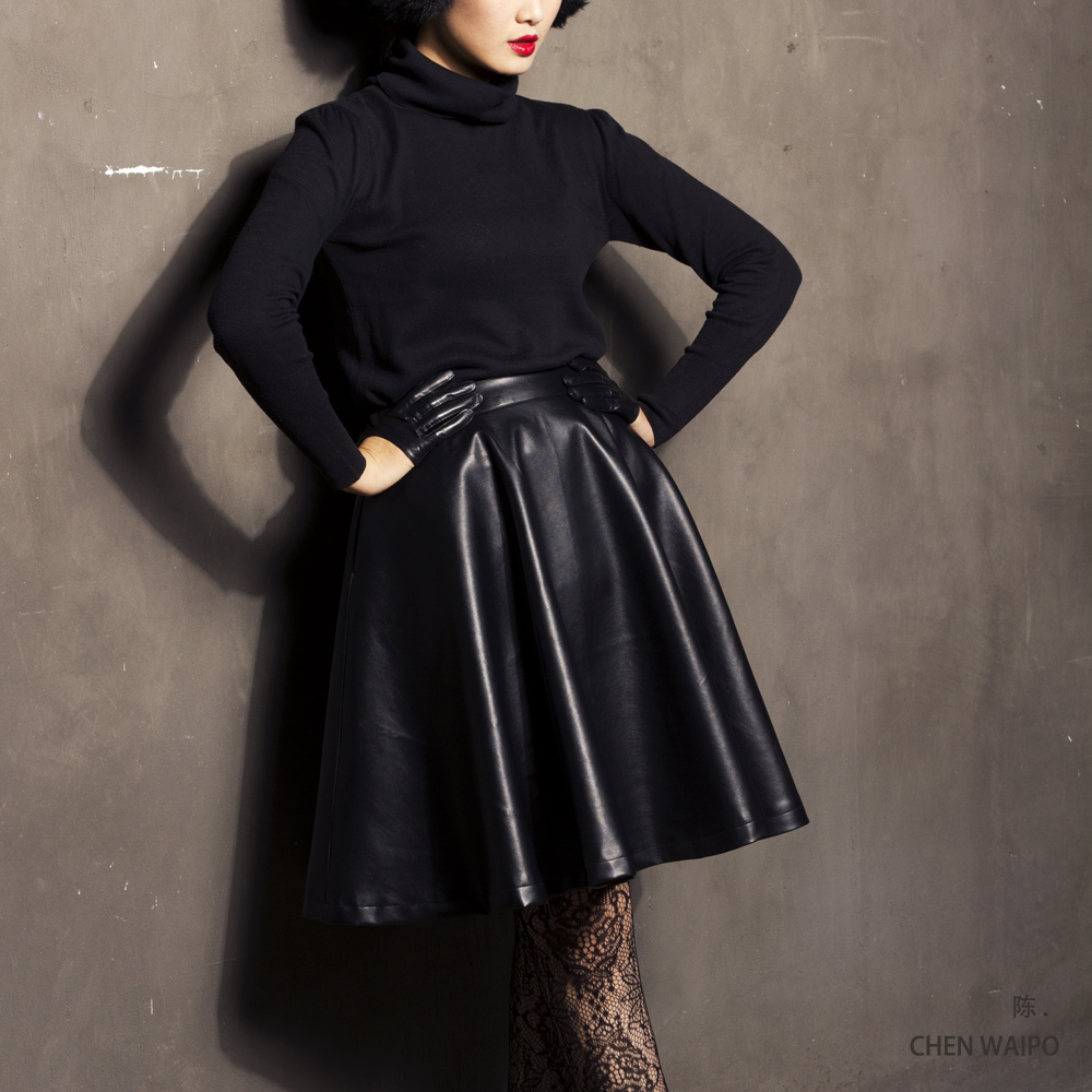 - 2012 autumn and winter suede vintage expansion bottom half-length leather skirt
