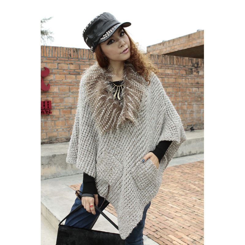 2012 autumn and winter sweater hot-selling fashion vintage female personality maomao sweater collar cape needle mantissas