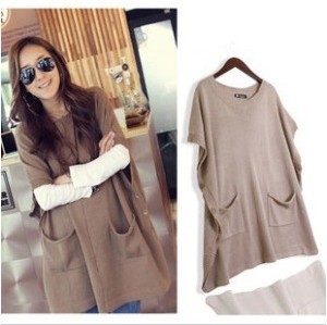 2012 autumn and winter sweater women's casual all-match buckle loose double pocket sweater