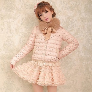 2012 autumn and winter sweet polka dot pattern short design wadded jacket