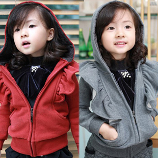 2012 autumn and winter the lotus leaf laciness baby girls clothing zipper cardigan 5150