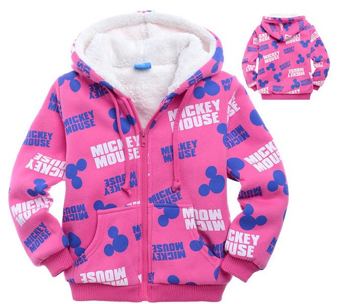 2012 autumn and winter thick outerwear children's clothing female child fleece pink hooded zipper sweater girls top