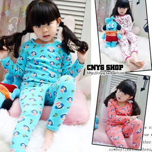 2012 autumn and winter thickening plus velvet male girls clothing baby long johns long johns child thermal underwear set at home