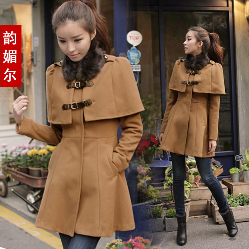 2012 autumn and winter thickening wool woolen outerwear medium-long overcoat cloak trench