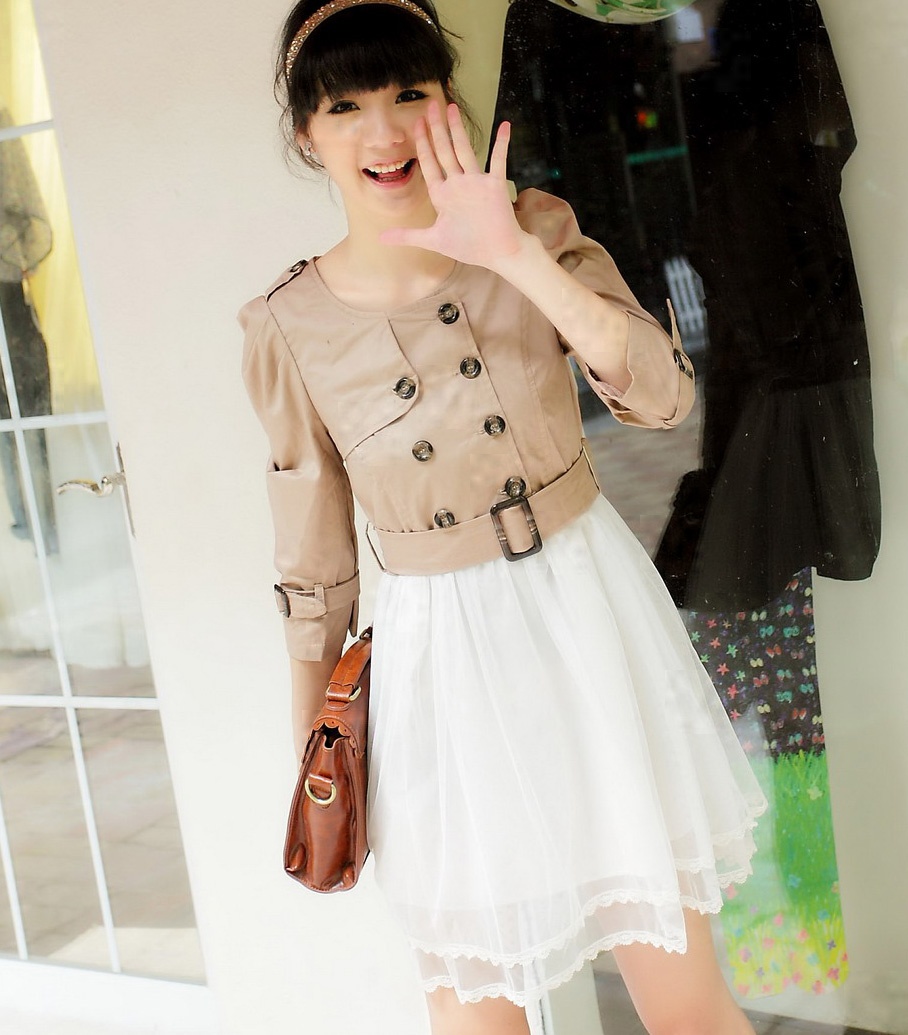 2012 autumn and winter trench female outerwear spring and autumn plus size fashion ol double breasted slim one-piece dress