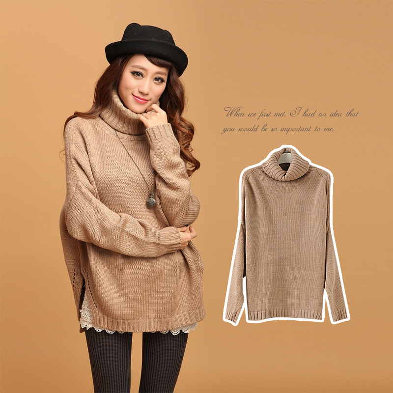 2012 autumn and winter turtleneck loose batwing sleeve basic sweater outerwear women's