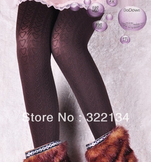 2012 autumn and winter velvet heart women's ladies' legging socks female thick pantyhose
