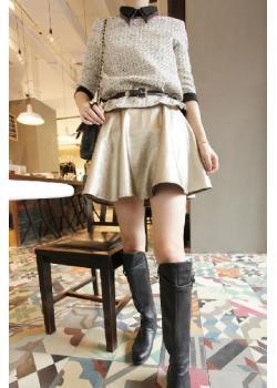 2012 autumn and winter vintage leather skirt