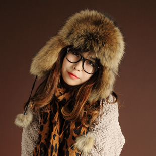 2012 autumn and winter winter women's gorgeous mournings wool fox fur lei feng cap thermal ear protector cap