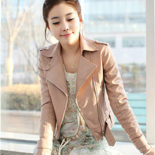 2012 autumn and winter women autumn hot-selling leather clothing jacket motorcycle jacket epaulette short jacket