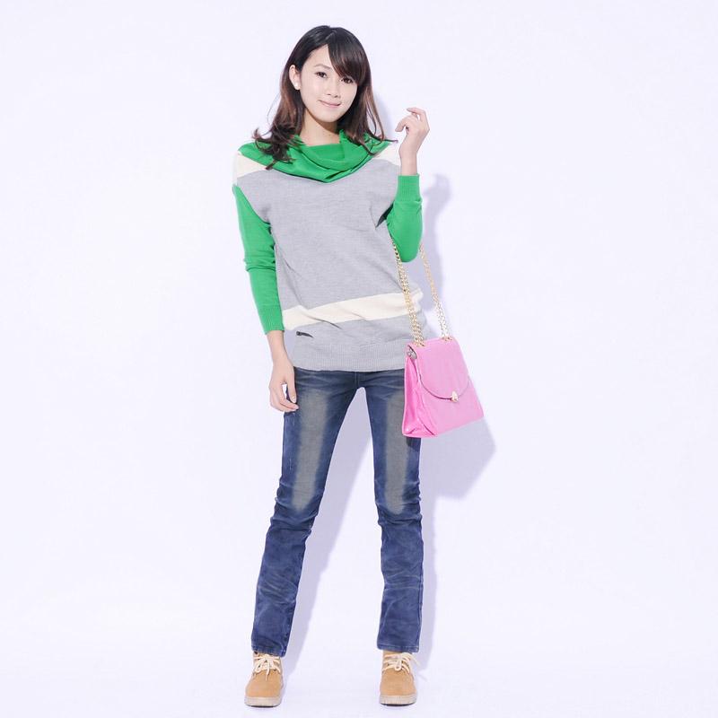2012 autumn and winter women big stripe bat sweater batwing shirt mm PX