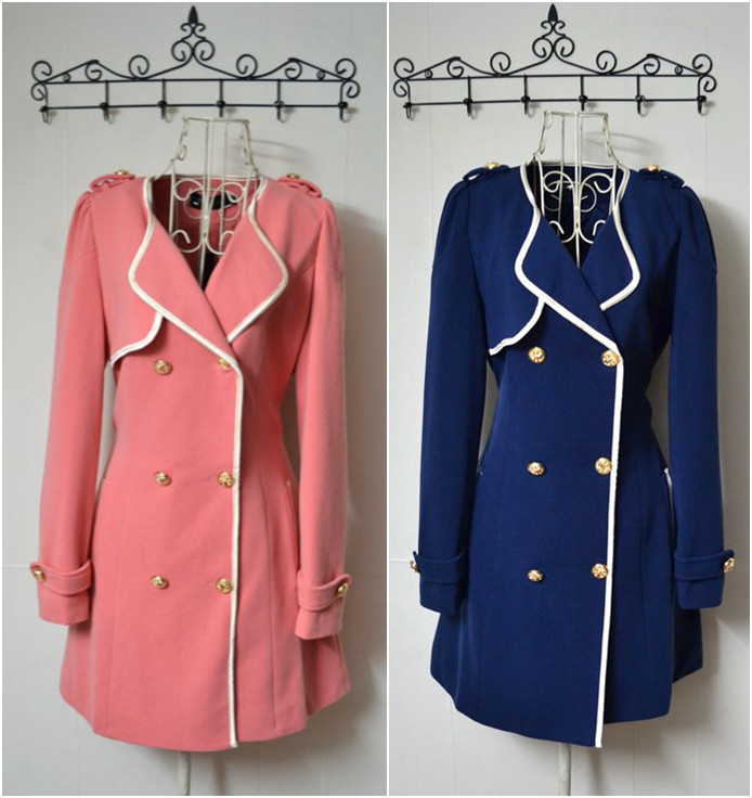 2012 autumn and winter women british style double breasted thick long version of the classic design outerwear 3