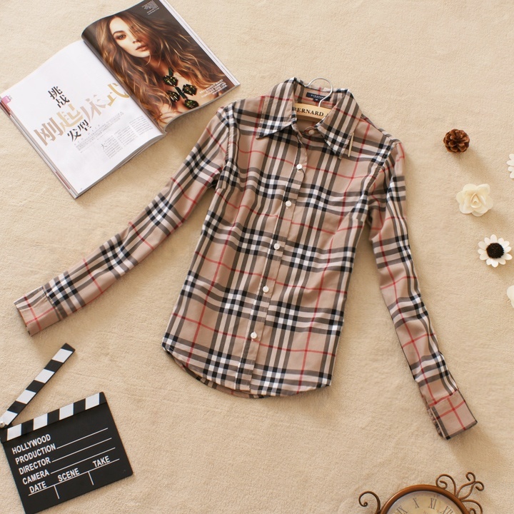 2012 autumn and winter women british style preppy style classic plaid fashion casual long-sleeve shirt