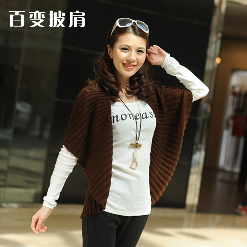 2012 autumn and winter Women cashmere cardigan magicaf cape cutout sleeveless wool batwing shirt sweater outerwear solid color