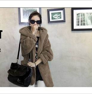 2012 autumn and winter women cloak hooded plush thickening outerwear overcoat plus size clothing