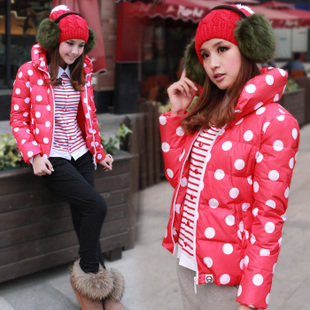 2012 autumn and winter women cotton-padded jacket red dot thickening short jacket wadded jacket