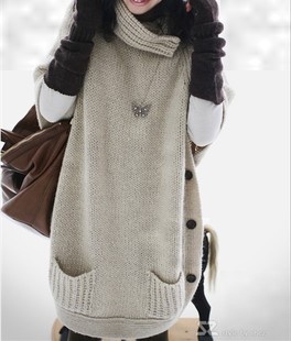 2012 autumn and winter women double breasted prespinning turtleneck sweater outerwear