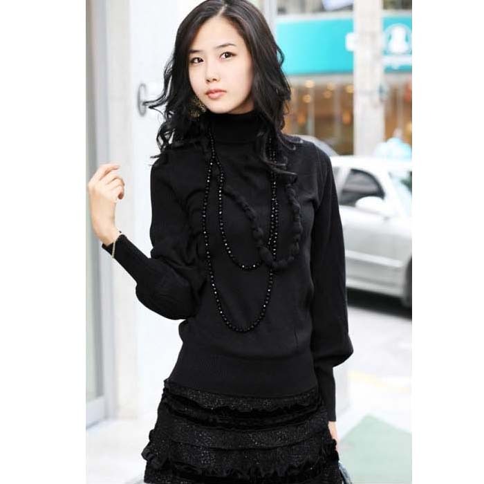 2012 autumn and winter women fashion all-match 100% cotton Women turtleneck sweater basic shirt basic sweater