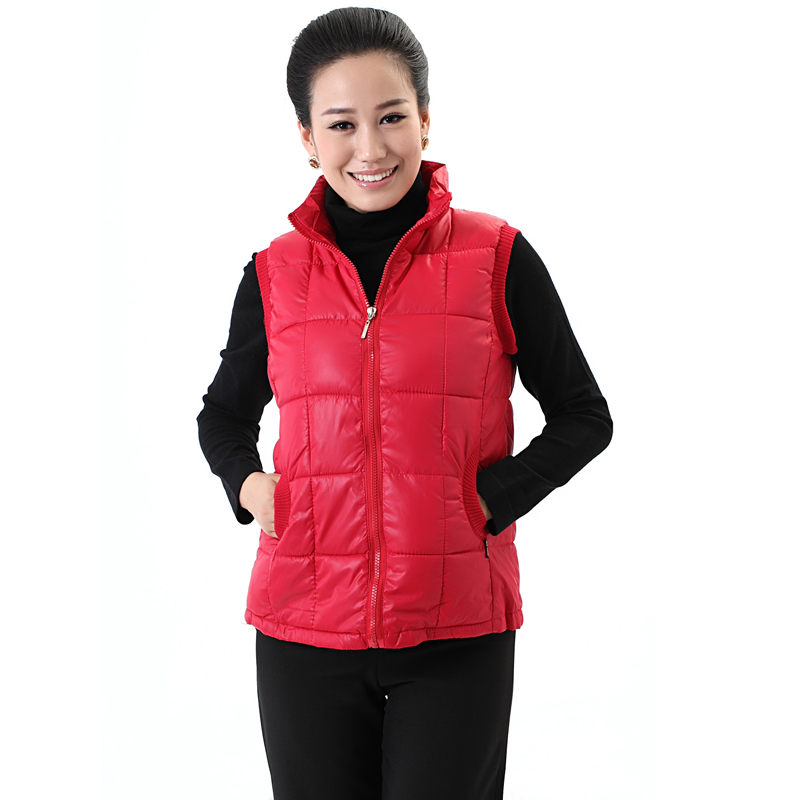 2012 autumn and winter women fashion shiny down cotton vest women's stand collar vest waistcoat wadded jacket