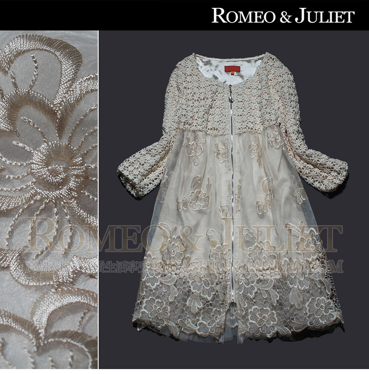 2012 autumn and winter women fashion water soluble lace organza embroidery flower outerwear