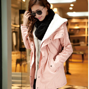 2012 autumn and winter women female thickening wadded jacket berber fleece large lapel outerwear thermal female