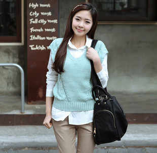 2012 autumn and winter women formal cutout sweet V-neck sleeveless vest sweater