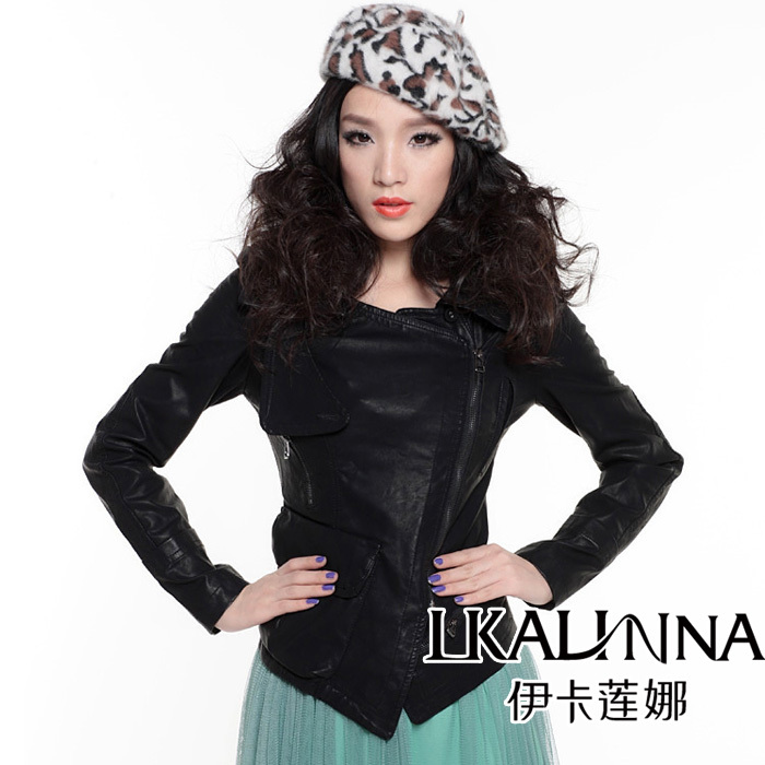 2012 autumn and winter women fur elegant short jacket slim small leather clothing
