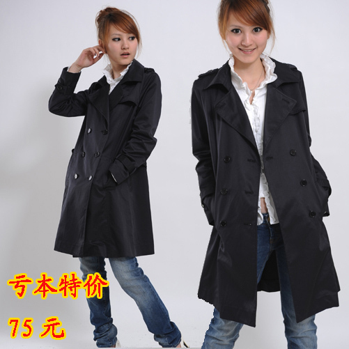 2012 autumn and winter women long design double breasted trench quality turn-down collar women overcoat