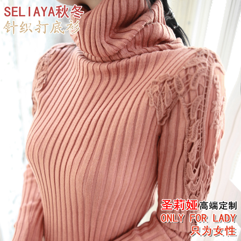 2012 autumn and winter women long-sleeve medium-long basic shirt turtleneck thickening basic knitted sweater