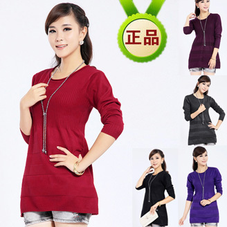 2012 autumn and winter women loose fashion slim medium-long o-neck sweater female