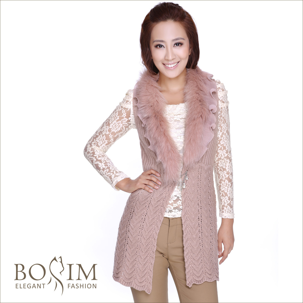 2012 autumn and winter women loose medium-long raccoon fur female sw046 jacquard cardigan